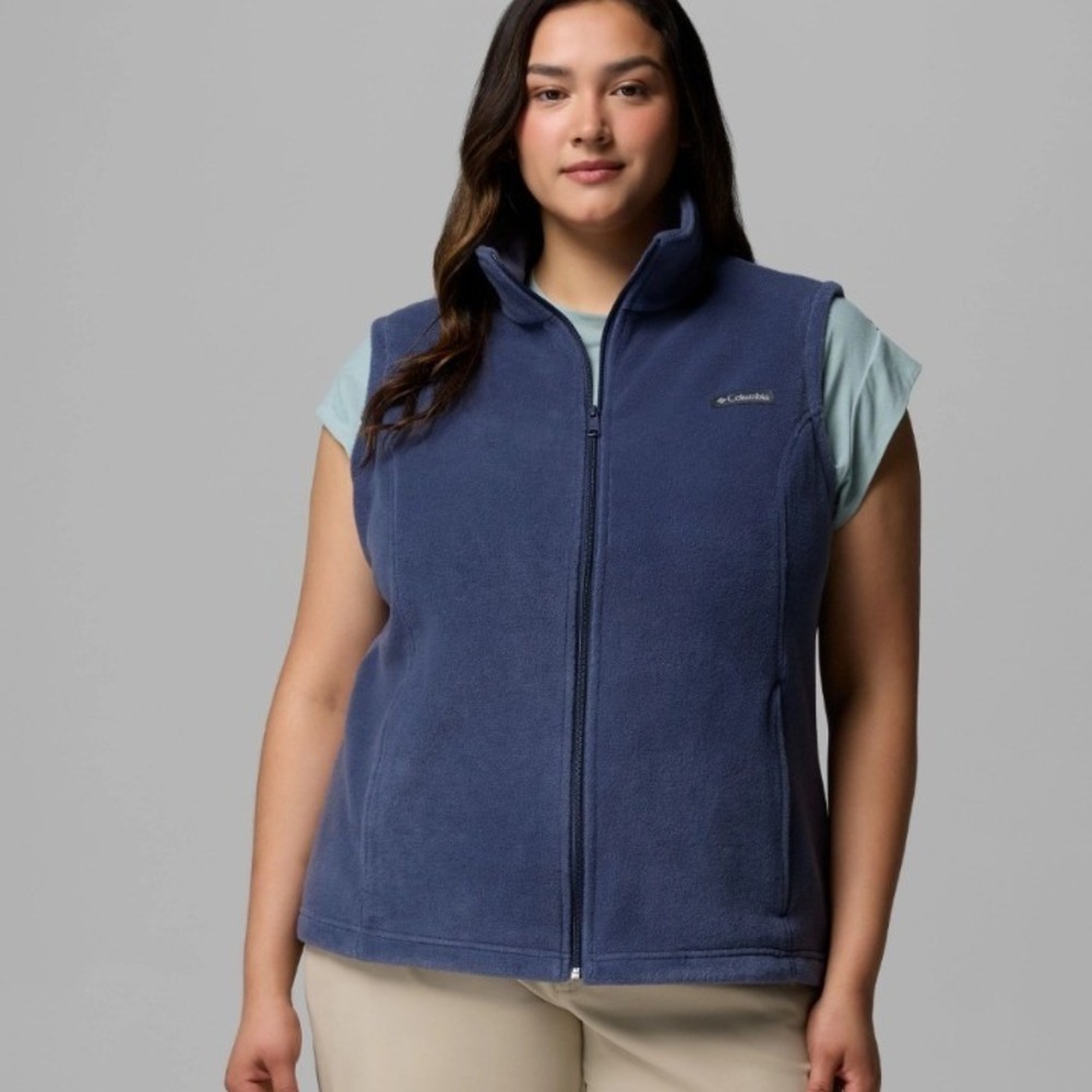 Columbia Benton Springs Blue Fleece Full Zip Vest Plus‎ Size 3X Womens Outdoor